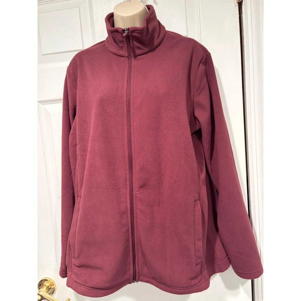Lands’ End Fleece Jacket XL Burgundy Full Zip Cozy Outdoor Womens NWT Gorpcore